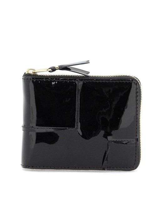 Comme des Garçons Black Comme Des Garcons Wallet Zip Around Patent Leather Wallet With Zipper for men