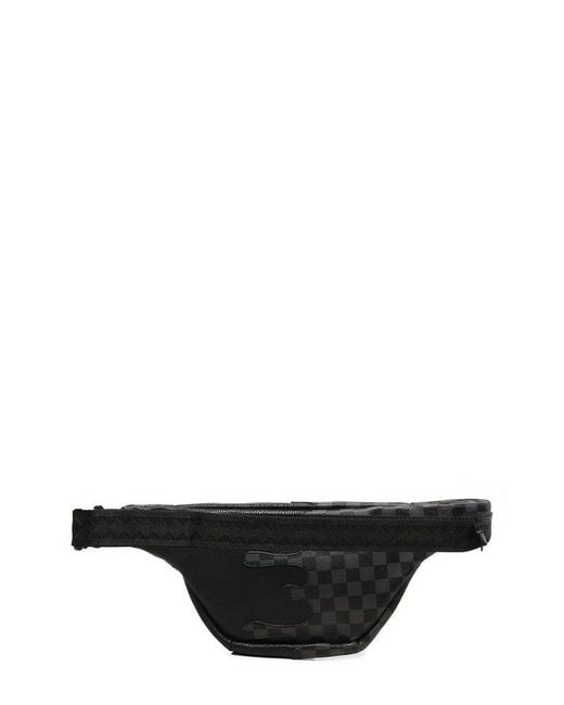 Sprayground Black Unfinished Shark Zipped Crossbody Bag for men