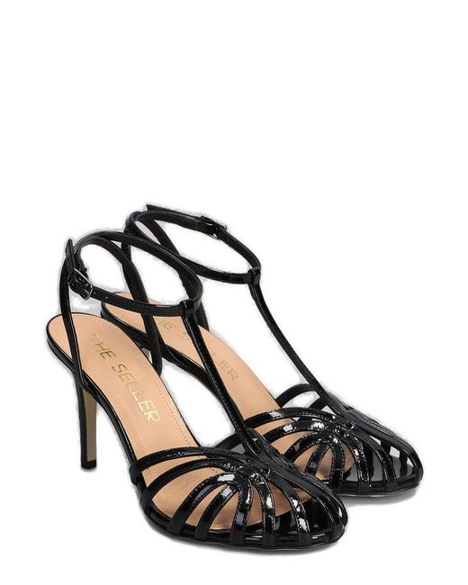 The Seller Black High-Heeled Buckle-Fastened Sandals