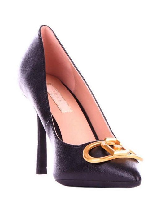 Liu Jo Purple Maxi Logo Plaque Pointed Toe Pumps
