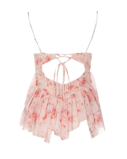 Aniye By Pink Floral Printed Spaghetti Strap Top