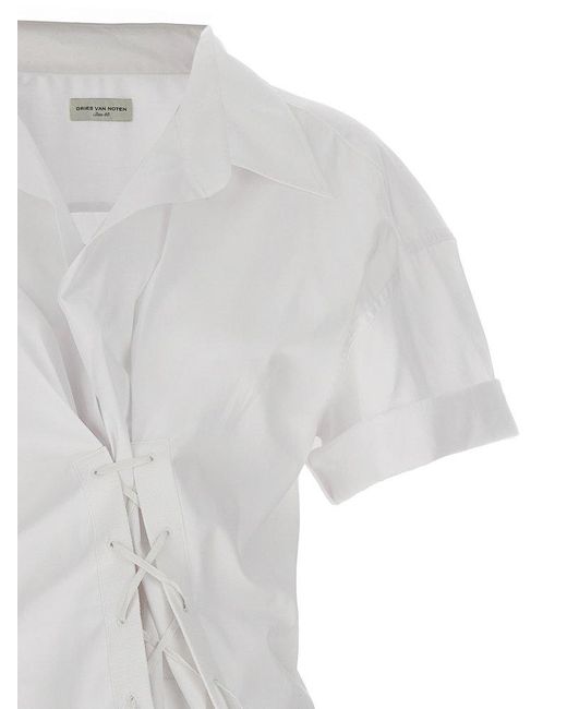 Dries Van Noten White Click Shirt, Blouse