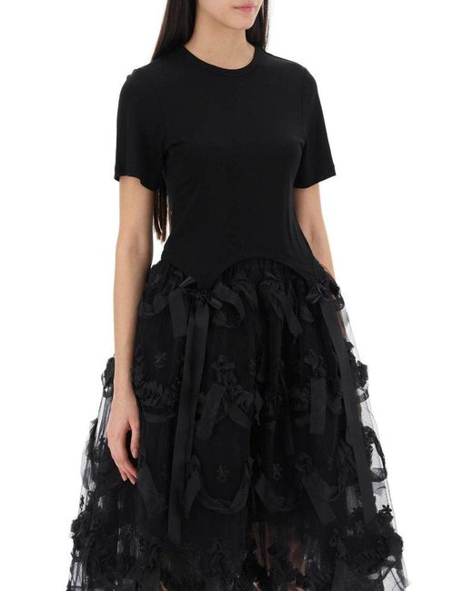 Simone Rocha Black Easy T Shirt With Bow Tails