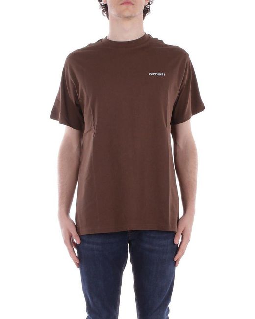 Carhartt Brown Script Embroidered T-shirt for men