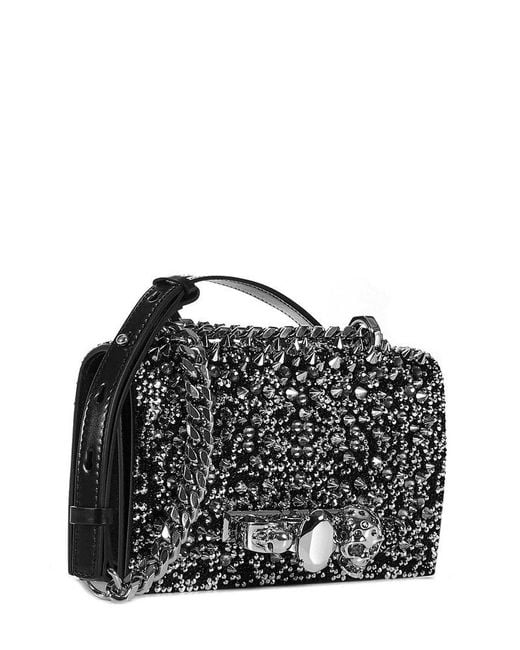 Alexander McQueen Black Jewel Embellished Mini Shoulder Bag