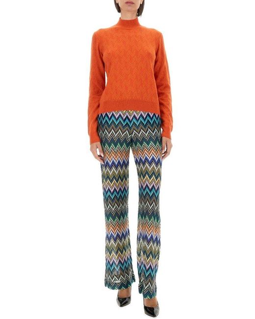 Missoni Orange Mock Neck Long-Sleeved Jumper