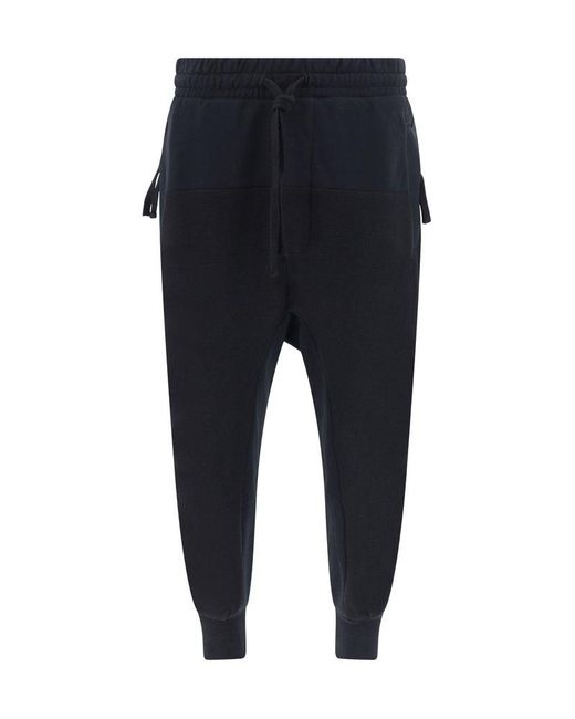Thom Krom Blue Ribbed-panel Drop-crotch Drawstring Trousers for men