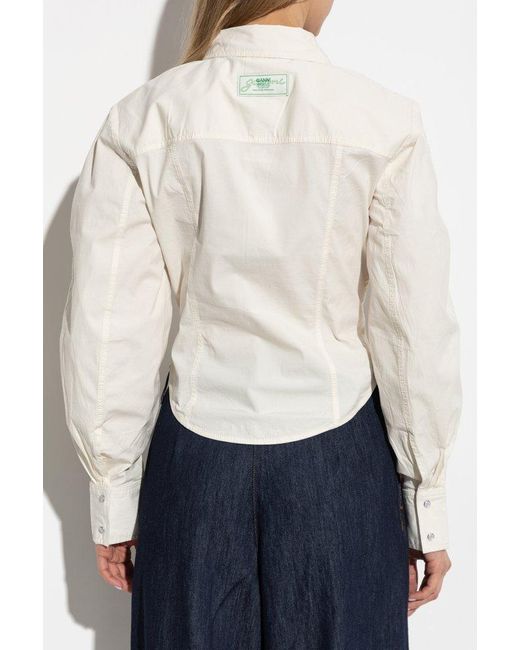 Ganni White Shirt With Pockets