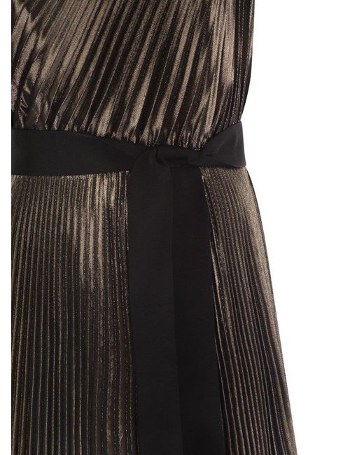 Max Mara Black Franz Silk Lamé One Shoulder Dress