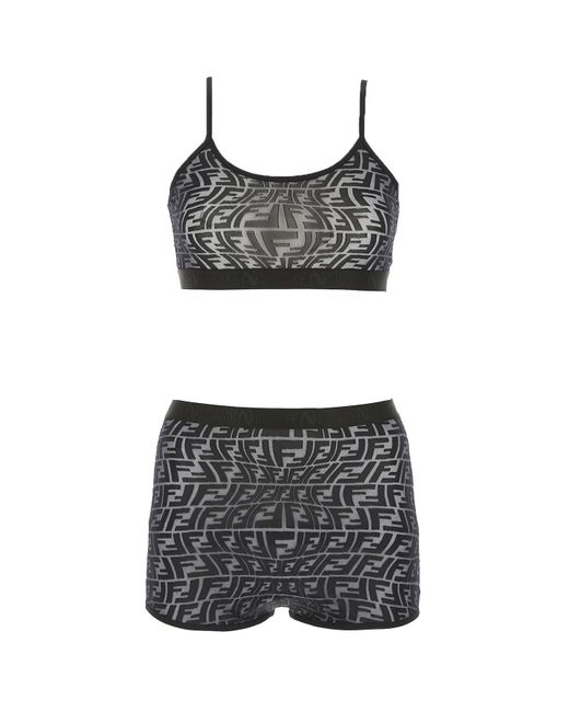 Fendi Black Ff Print Underwear Set