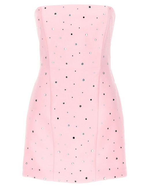 GIUSEPPE DI MORABITO Pink Strapless Embellished Mini Dress