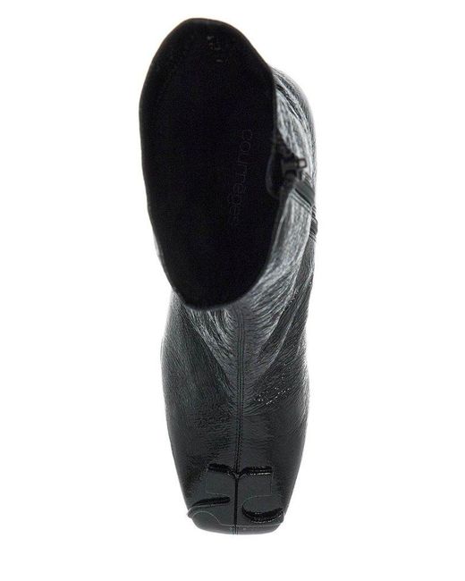 Courreges Zip Detailed Square Toe Ankle Boots in Black | Lyst