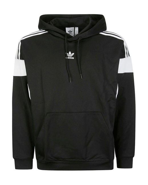 adidas Originals Logo Embroidered Drawstring Hoodie in Black for