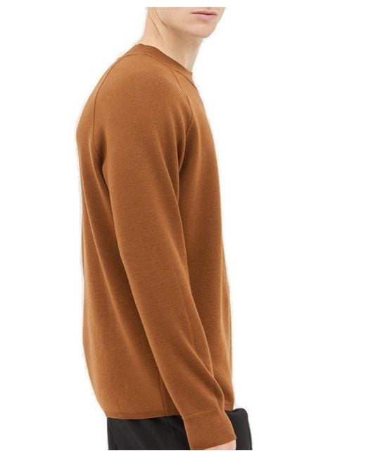 Margaret Howell Brown Wide Neck Knitted Jumper for men
