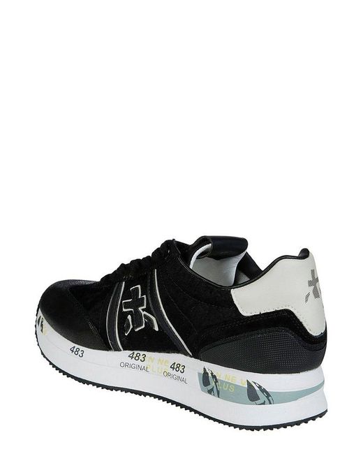 Premiata Black Conny Lace-Up Sneakers