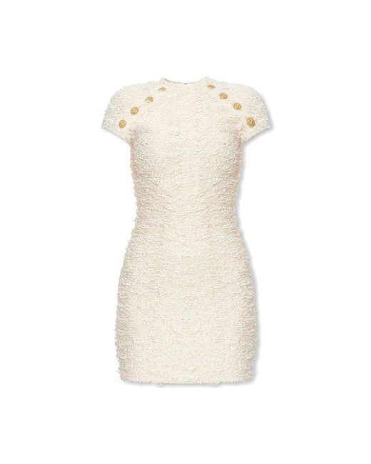 Balmain Natural Tweed Sleeveless Dress