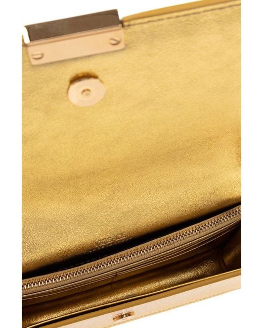 Versace Metallic Croco-embossed Leather Greca Goddes Crossbody Bag