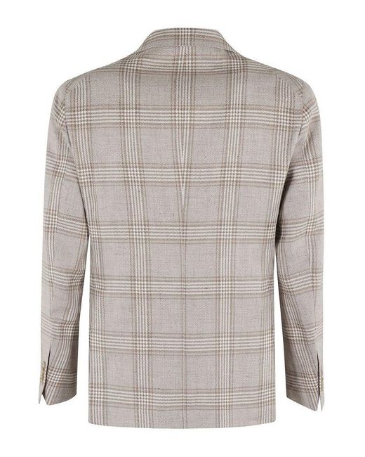 Tagliatore Gray Checked Long Sleeved Blazer for men