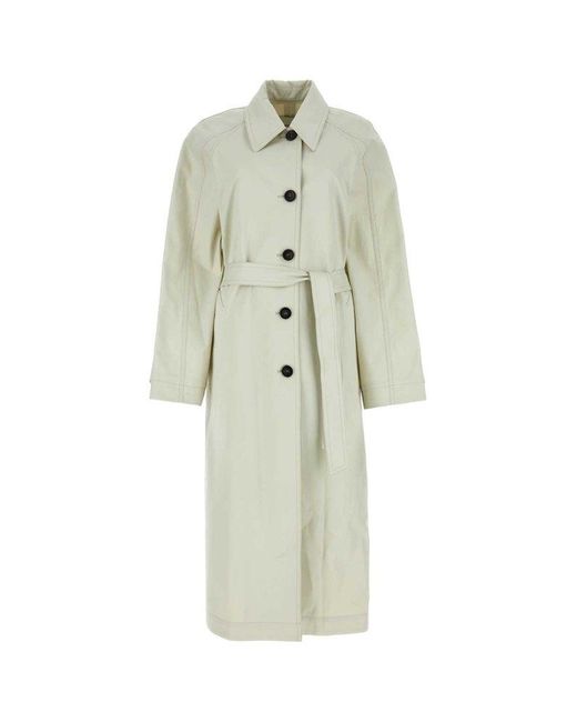 Low Classic White Oversized Belted Trench Coat