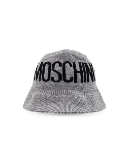 Moschino Black Logo Intarsia-knit Bucket Hat