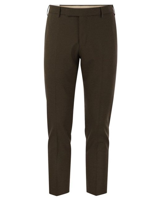 PT Torino Gray Straight-leg Cropped Tailored Trousers for men