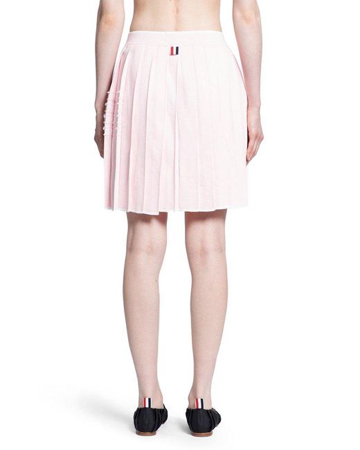 Thom Browne Pink Asymmetric Hem Mini Pleated Skirt