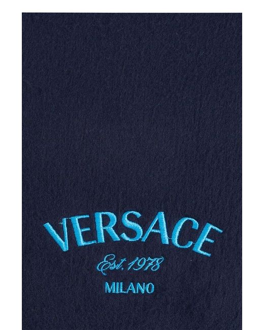 Versace Blue Wool Scarf, for men