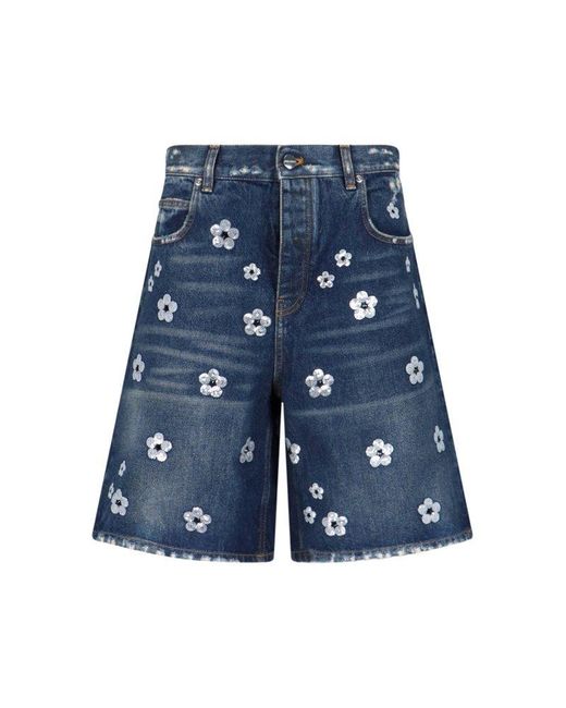 Marc Jacobs Blue Daisy Denim Shorts