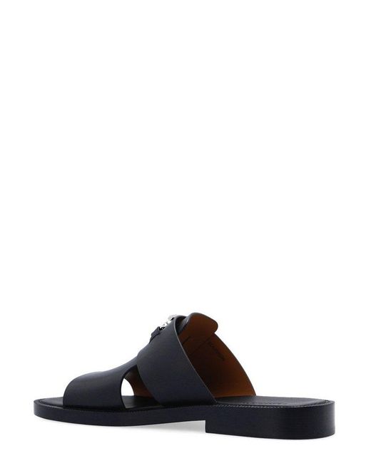 Burberry Kingsgate Logo Plaque Flat Sandals in Black for Men