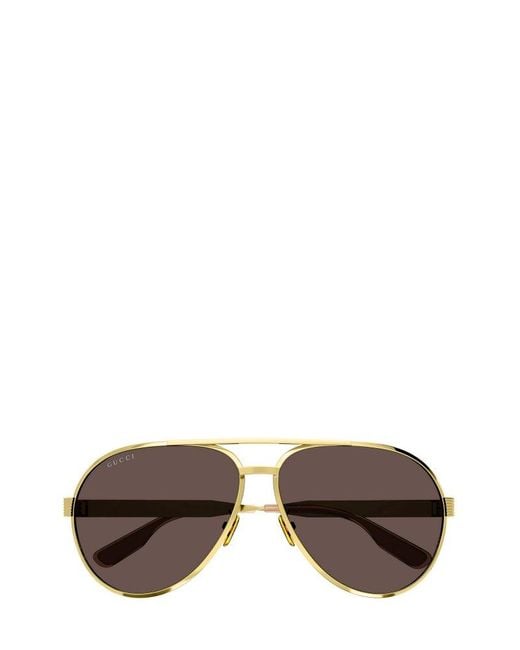 Gucci Brown Aviator-frame Sunglasses for men