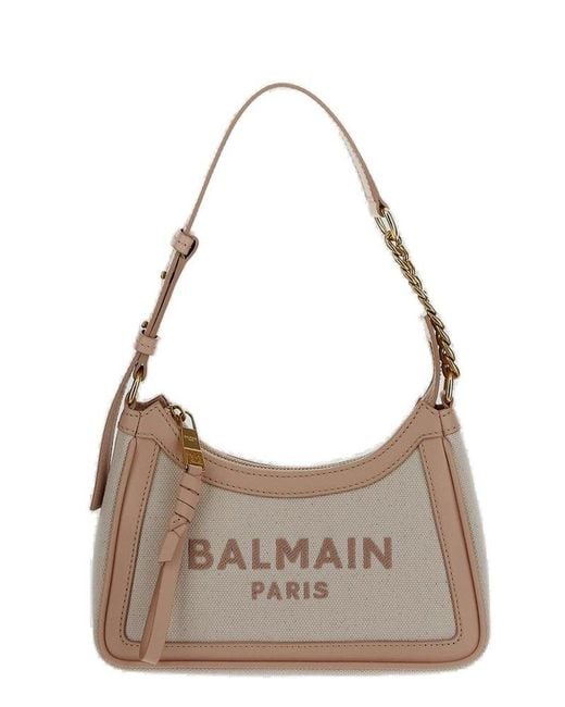 Balmain Brown Logo Patch Shoulder Bag