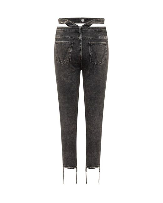 ANDREADAMO Black Double Waistband Skinny Jeans