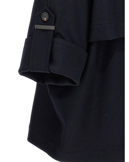 Brunello Cucinelli Blue Double-Breasted Coat