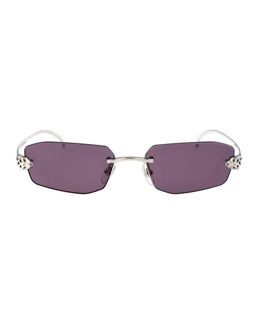 Cartier Purple Geometric Frame Sunglasses
