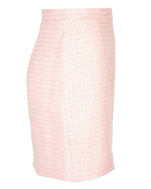 Alessandra Rich Pink Tweed Miniskirt
