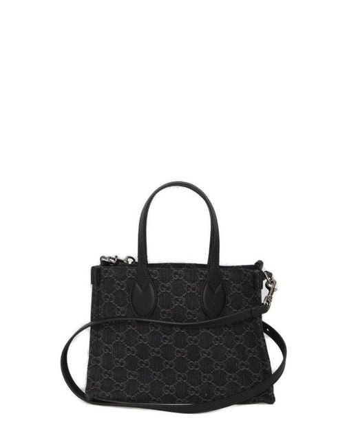 Gucci Black Ophidia GG Medium Tote Bag