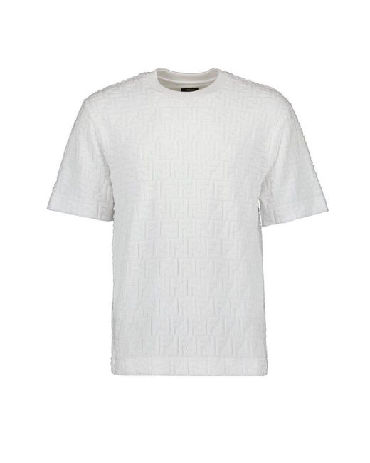 Fendi White Ff Terry Crewneck T-Shirt for men