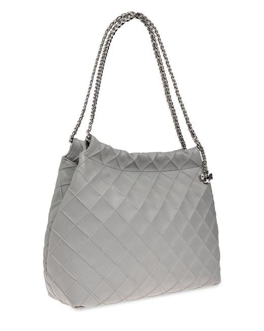 Tory Burch Gray Fleming Drawstring Hobo Bag