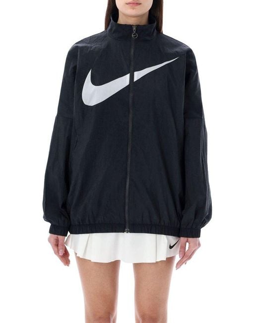 Nike Windbreaker Swoosh Maxi Logo Printed Jacket in Black | Lyst