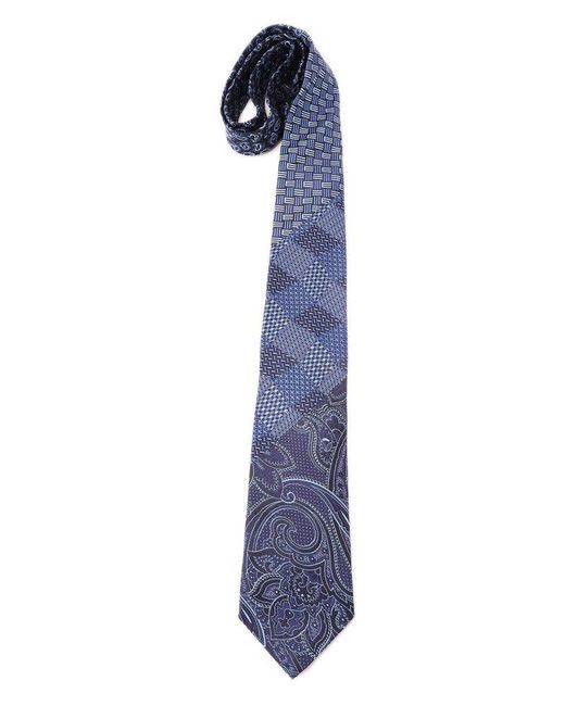 Etro Blue Motif Jacquard Tie for men
