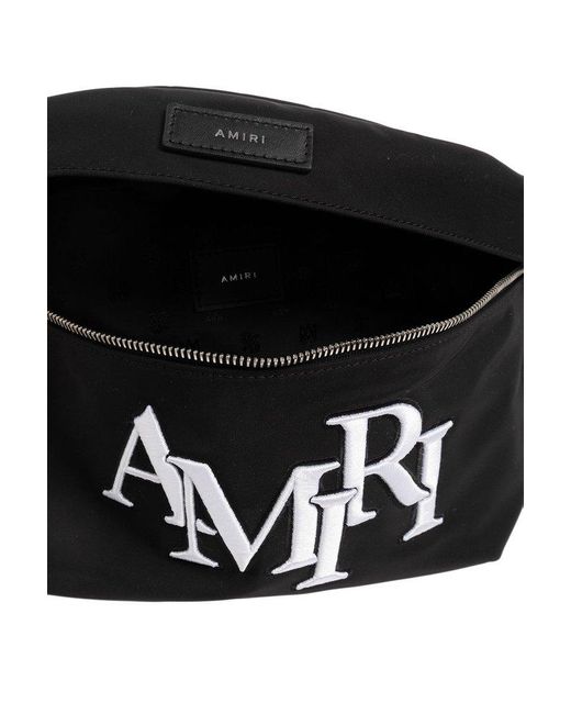 Amiri Black Staggered Logo-embroidered Zipped Belt Bag for men