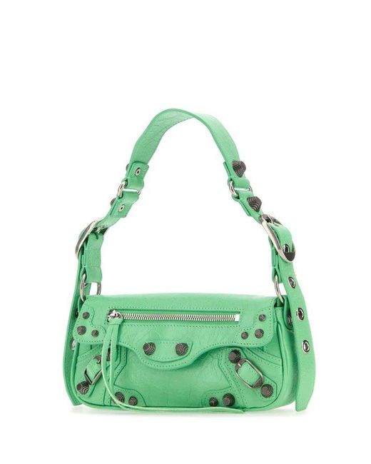 Balenciaga Green Le Cagole Sling Leather Xs Bag
