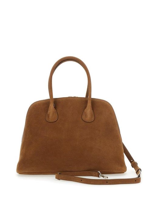 OSOI Brown Zip Brocle Top Handle Bag