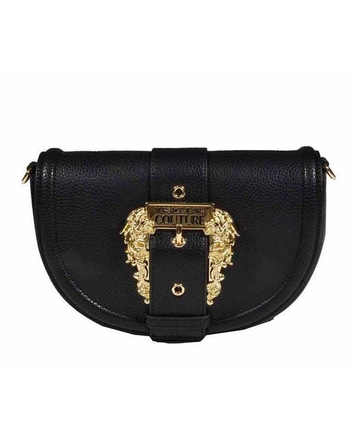 Versace Jeans Black Baroque Buckle Curved Edge Tote Bag
