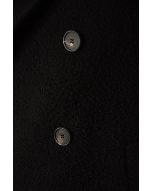 Tagliatore Black Peak-lapels Double-breasted Coat for men