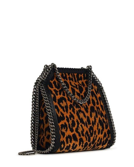 Stella McCartney Black Falabella Leopard-Printed Mini Top Handle Bag