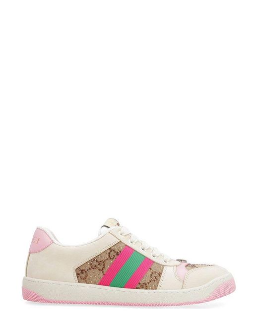 Gucci Screener Embellished Sneakers in Pink | Lyst