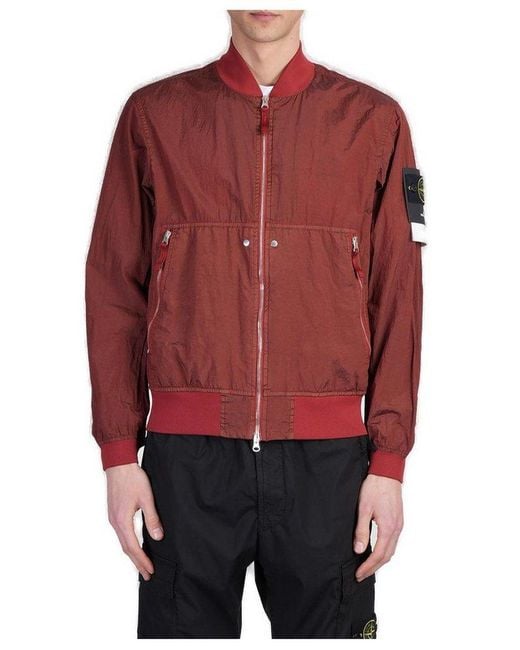 Stone Island Red Bomber Jacket for men
