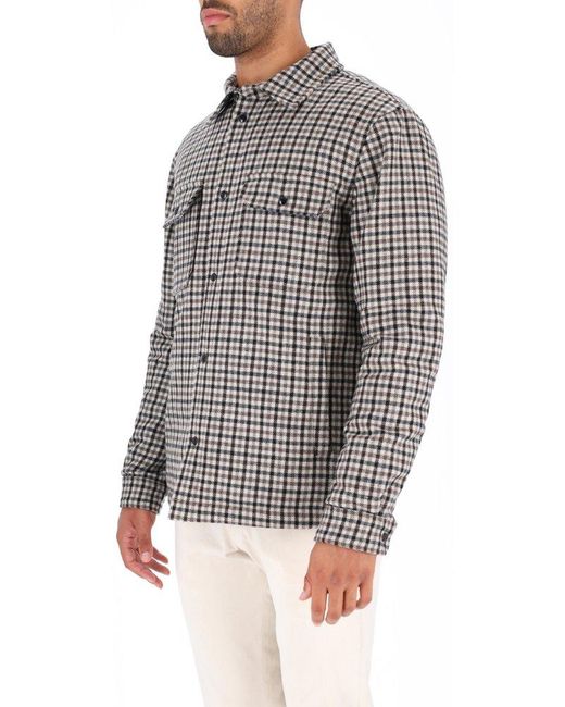 Woolrich Gray Checked Straight Hem Shirt Jacket for men