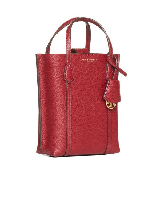 Tory Burch Red Mini Perry Leather Tote Bag